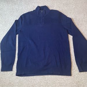 Alfani Sweater Mens Small Navy Blue Quarter Zip Pullover Long Sleeve Collared